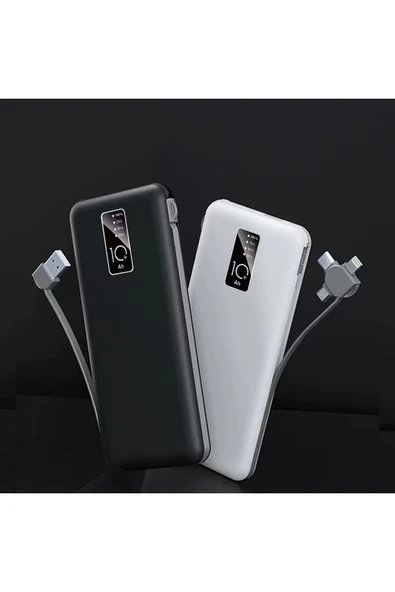 Hızlı Şarj Led Göstergeli Micro Lightning Type-c Kablolu Taşınabilir Powerbank 10000mah (pw-05) - 4