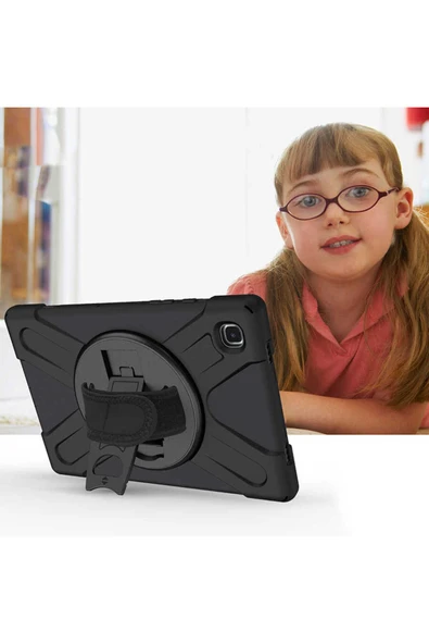 Samsung Galaxy Tab A7 10.4 T500 2020 Kılıf Askılı Standlı Tank Koruyucu Dönebilen Kapak (DEFENDER) - 5