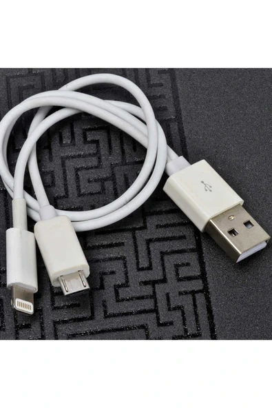 Beyaz Çiftli Lightning-micro Kısa Usb Kablo