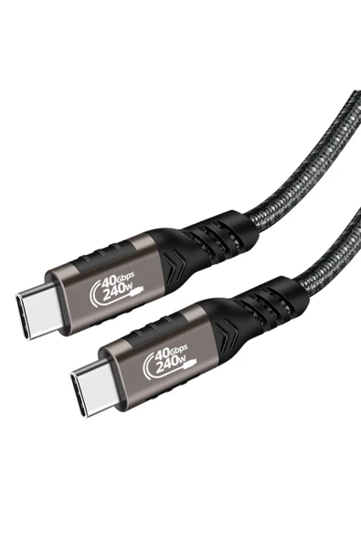Siyah QG01 Type-C to Type-C USB4 PD Data Kablosu 240W 40Gbps 8K@60Hz 0.5 Metre-Zore - 5