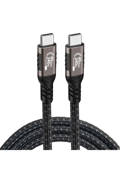 Siyah QG01 Type-C to Type-C USB4 PD Data Kablosu 240W 40Gbps 8K@60Hz 0.5 Metre-Zore - 3