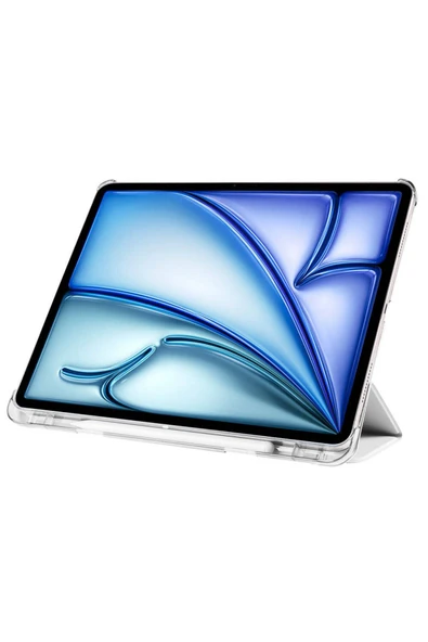 Apple iPad Air 13 2025 M3 Kılıf Arkası Silikon Pu Deri 360 Korumalı Tasarım (SC.) - Resim 3