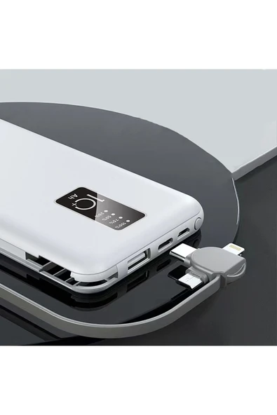 Hızlı Şarj Led Göstergeli Micro Lightning Type-c Kablolu Taşınabilir Powerbank 10000mah (pw-05) - 5