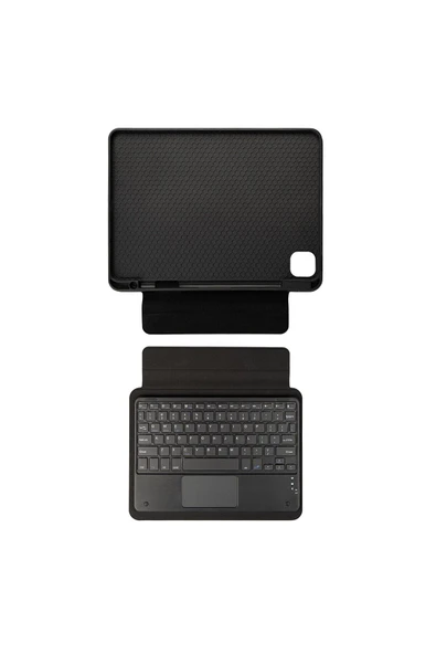 Ipad Pro 12.9 5. Uyumlu Nesil 6. Nesil Border Keyboard Bluetooth Klavyeli Standlı Tablet Kılıfı - 2