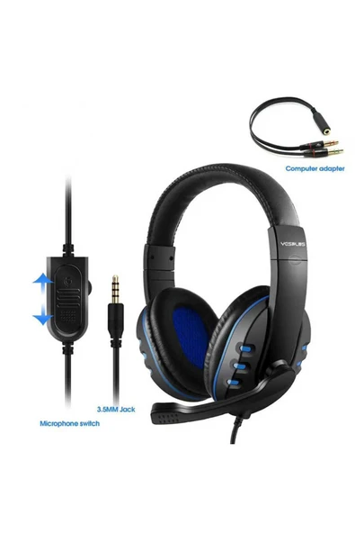 Heptekiletişim Yes Plus Gm-111 Oyuncu Kulaklığı 3.5mm-siyah-mavi