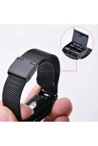 Xiaomi Mi Band 4 / Mi Band 3 Metal Kordon Paslanmaz Çelik Örgü Tasarımlı (KRD-01) - 5