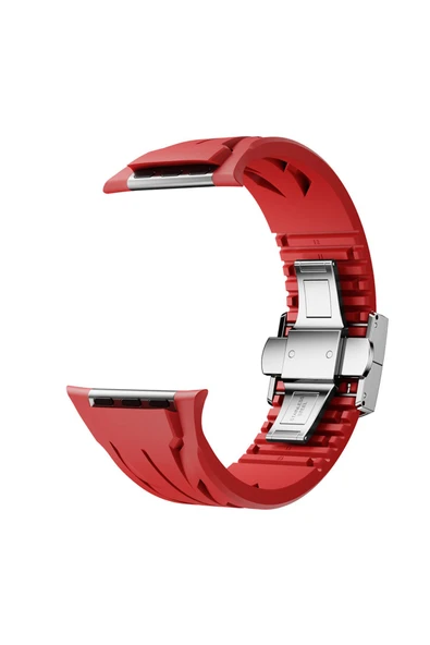 Apple Watch Ultra 49mm KRD-127 Metal Tokalı Silikon Kordon-Turuncu - 3