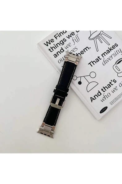 Apple Watch 44mm Clo Krd-114 Metal Başlıklı Suni Deri Kordon-açık Kahve - 2