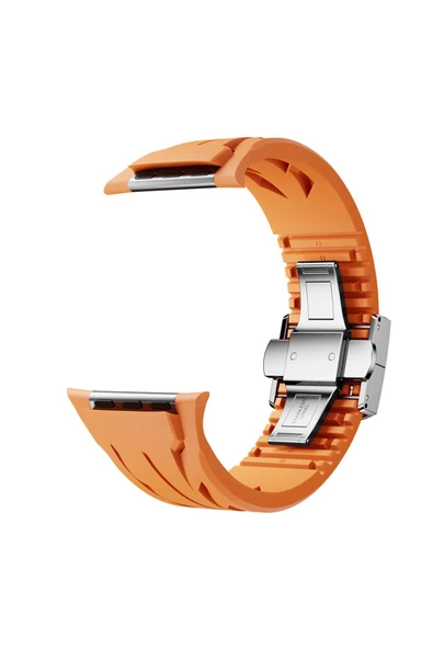 Apple Watch 10 46mm KRD-127 Metal Tokalı Silikon Kordon-Kırmızı - 3