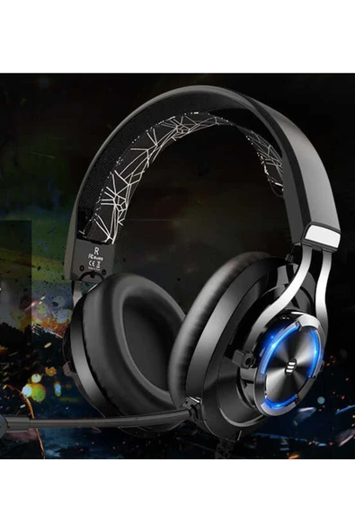 RGB Led Lambalar İle Göz Alıcı Tasarım Kulak Üstü Kablolu Kulaklık (Eksa E3000 3.5mm Kulaklık) - 4