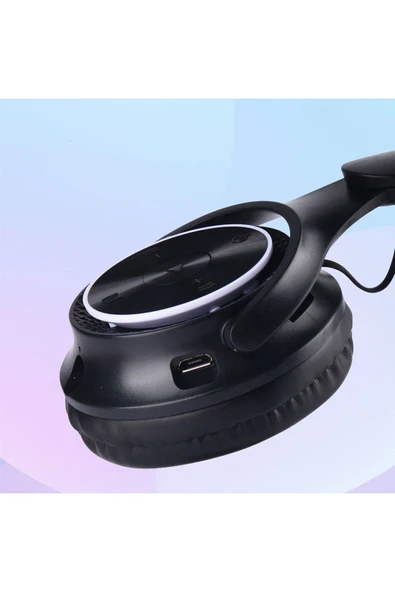 RGB Led Işıklı Kedi Kulağı Band Tasarımlı Katlanabilir Kulak Üstü Bluetooth Kulaklık (M6 Pro Cat) - 3