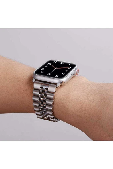 Apple Watch 44mm Krd-36 Metal Heptekiletişim Kordon-gümüş-siyah - 4