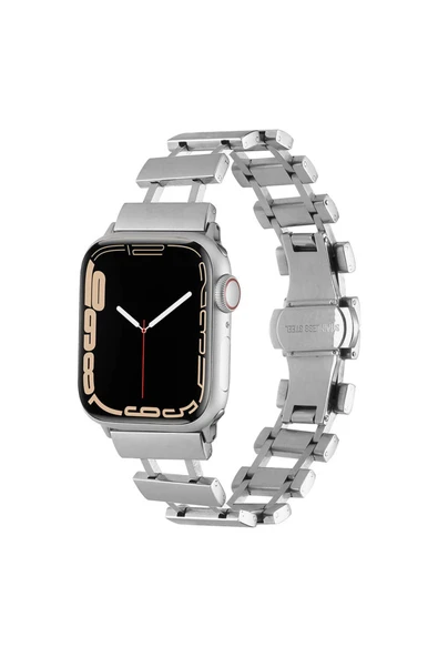 Apple Watch 2/3/4/5/6/7/8/9/se/ultra/nike 42mm 44mm 45mm 49mm Metal Kordon Tasarım (KRD-96) - 4