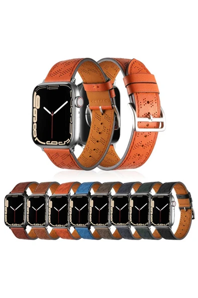 Apple Watch 40mm Krd-76 Pu Deri Kordon Strap Kayış Clo- Gri - 4