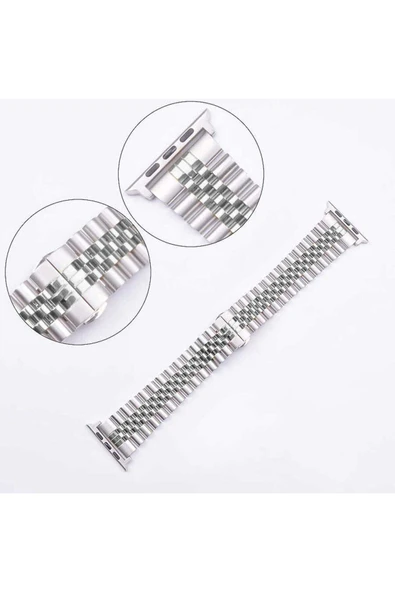 Apple Watch Ultra 49mm Kordon Krd-36 Metal Strap Kayış Clo- Gümüş - Resim 5