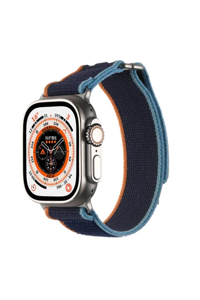 Apple Watch 2/3/4/5/6/7/8/9/se/ultra/nike 42mm 44mm 45mm 49mm Hasır Kordon Tasarım (KRD-106) - 5