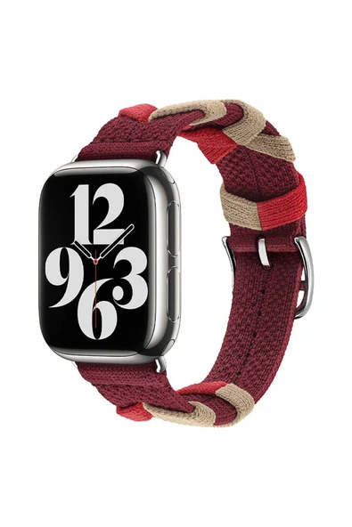 Watch 2/3/4/5/6/7/8/9/se/ultra/nike 38mm 40mm 41mm Uyumlu Kordon Sarmal Örgü Tasarımlı (KRD-97)