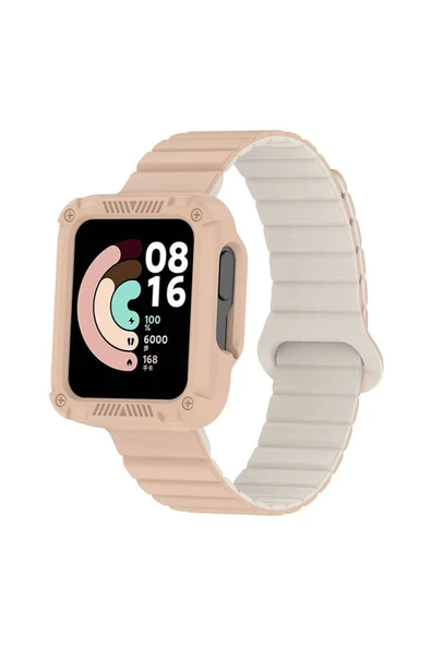 Xiaomi Redmi Watch 2  Uyumlu Silikon Kordon Strap Kayış Parçalı Çizgili Tasarım (KRD-105) - Resim 2