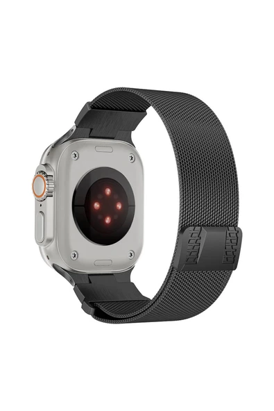 Apple Watch 2/3/4/5/6/7/8/9/se/ultra/nike 42mm 44mm 45mm 49mm Metal Hasır Kordon (KRD-107) - 3