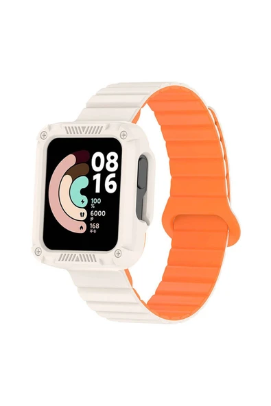 Xiaomi Redmi Watch 2  Uyumlu Silikon Kordon Strap Kayış Parçalı Çizgili Tasarım (KRD-105) ürün görseli 1