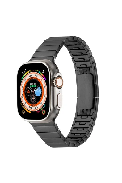 Apple Watch 2/3/4/5/6/7/8/se/Uyumlu 38mm 40mm 41mm Metal Kordon Parçalı Çizgi Tasarım (KRD-82) - 2