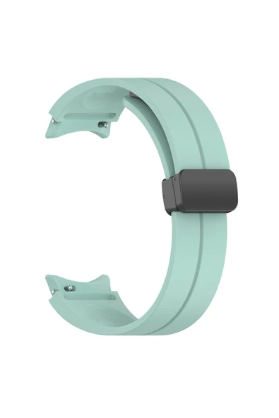 Samsung Galaxy Watch 5  Uyumlu 44mm Silikon Kordon Metal Toka Tasarım (KRD-84) - 2