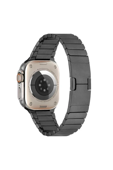 Apple Watch 2/3/4/5/6/7/8/se/ultra 49mm 44mm 45mm 42mm Metal Kordon Çizgi Tasarım (krd-82) - 5