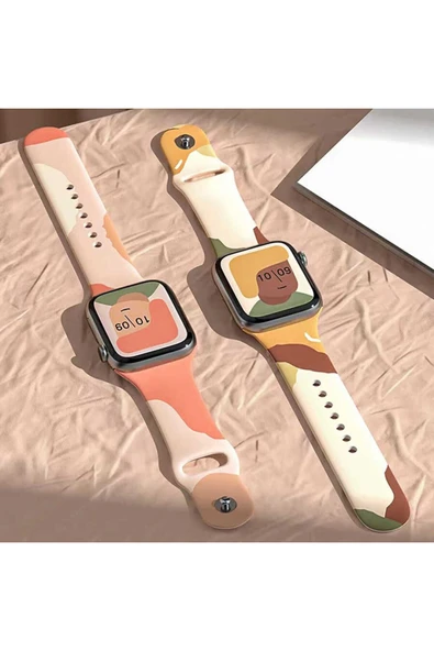 Watch 2/3/4/5/6/7/8/se/ultra/nike 42mm 44mm 45mm 49mm Silikon Kordon Tasarım (KRD-62) Uyumlu - 5