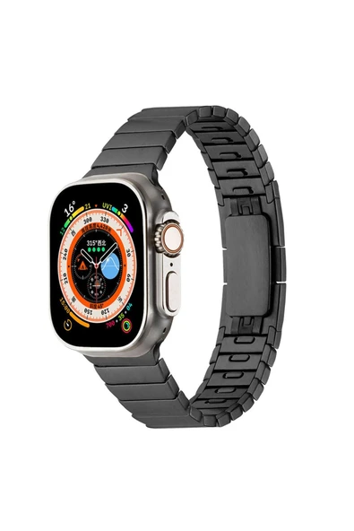 Apple Watch 2/3/4/5/6/7/8/se/ultra 49mm 44mm 45mm 42mm Metal Kordon Çizgi Tasarım (krd-82) - 2