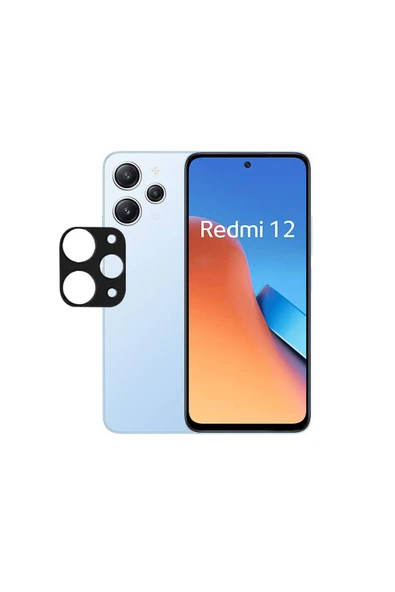 Xiaomi Redmi 12 Kamera Lens Koruyucu Siyah Çerçeveli Korunaklı (3D K.C) - 3