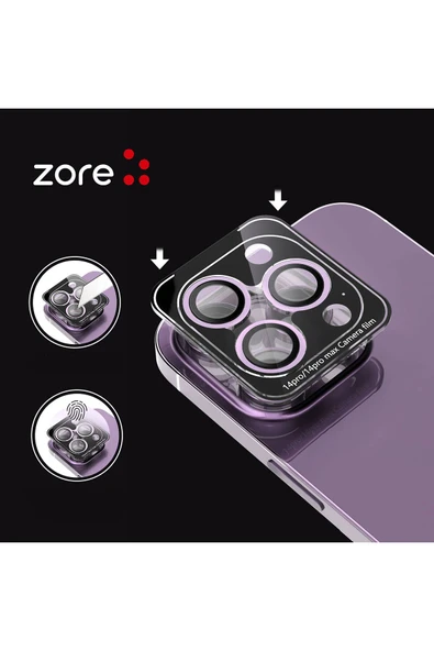 Iphone 14 Pro Max Uyumlu Safir Kamera Lens Koruyucu -kolay Takma Aparatlı! Cl-12 Gold - 4