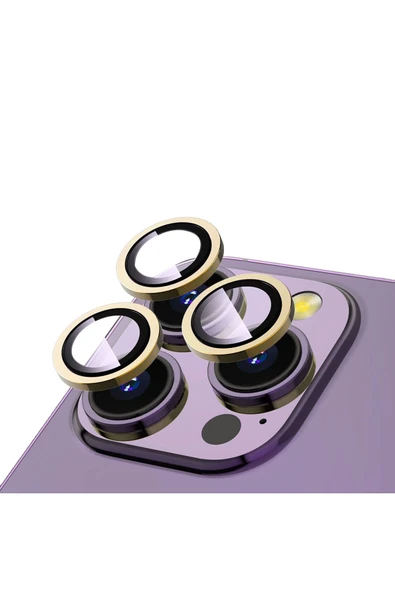 Iphone 14 Pro Max Uyumlu Safir Kamera Lens Koruyucu -kolay Takma Aparatlı! Cl-12 Gold - 2