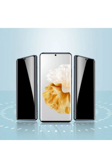 Samsung Galaxy S22 Ultra Hayalet Ekran Koruyucu Kolay Uygulama Aparatlı (Privacy Easy Body) Siyah - Resim 3