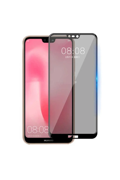 Huawei P20 Pro Hayalet Ekran Koruyucu Temperli Tam Kaplayan Tasarım (New 5D Privacy) Siyah
