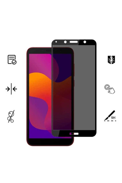 Huawei Y5P Hayalet Ekran Koruyucu Temperli Tam Kaplayan Tasarım (New 5D Privacy) Siyah - Resim 4
