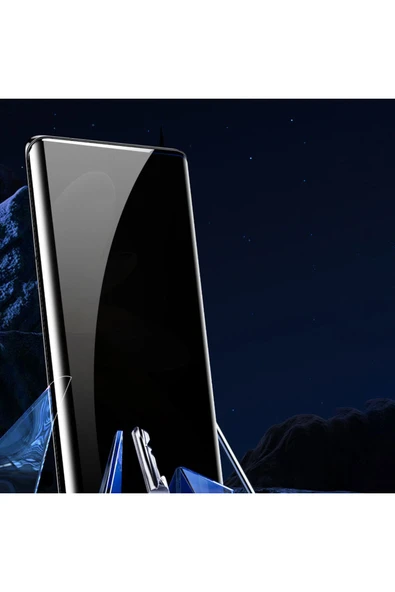 Samsung Galaxy S22 Ultra Hayalet Ekran Koruyucu Kolay Uygulama Aparatlı (Privacy Easy Body) Siyah - Resim 4