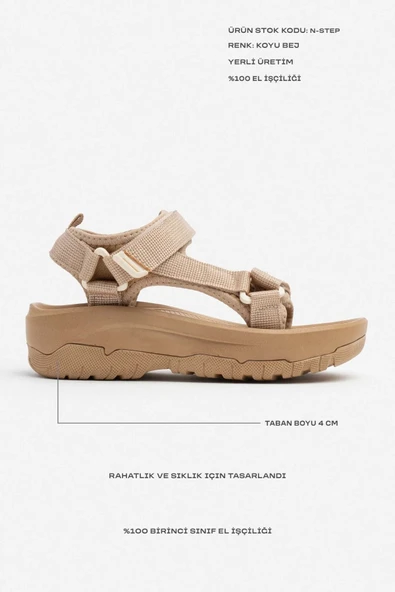 Kadın Sandalet N-Step Turuncu Mavi Pembe Cırtlı Kalın Taban Plaj Yürüyüş Outdoor Trekking 411 - 7