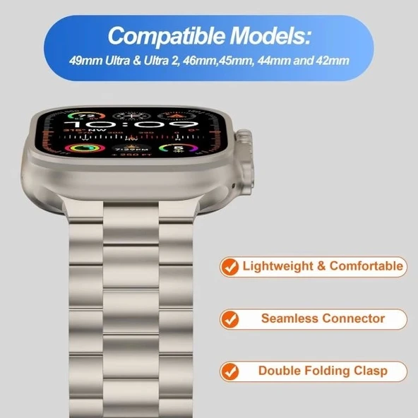 iiteeology Titanyum Kordon Apple Watch Ultra 2 Band ile Uyumlu - 7