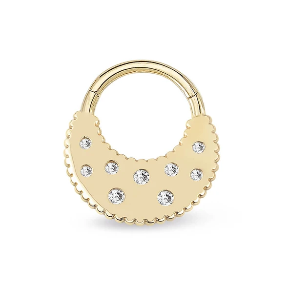 Tırtıklı Taşlı Altın Helix Piercing