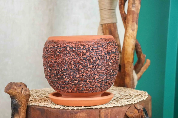 PÜSKÜRTME MODEL TABAKLI ALTI DELİK TERRACOTA TOPRAK SAKSI - Resim 4