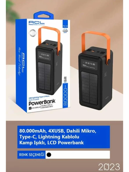 Acl Solar LCD Gösterge 4xUSB-A Çıkışlı Kordonlu PW-53