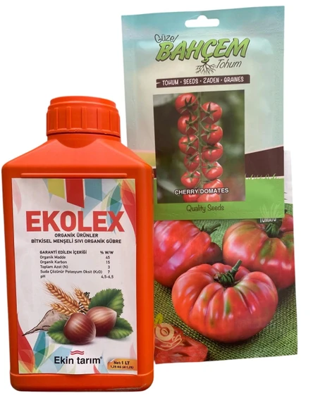 Çoklu Set Ekolex Sıvı Bitkisel Menşeli Organik Gübre Köy Domatesi Tohumu Çeri Domates Tohumu 10Gr ürün görseli