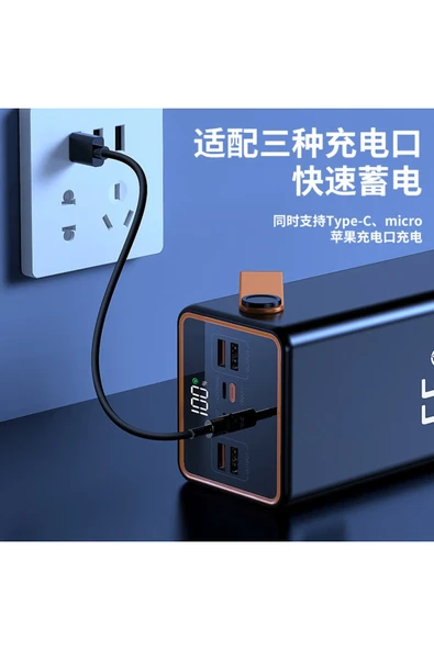 Acl 4xUSB,22.5W LCD Göstergeli Kordonlu Kamp Işıklı PW-55 - 2