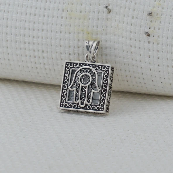 Cevşeni Kebir Dualı Fatıma Eli Tasarımlı 925 Ayar Gümüş Kolye Ucu ürün görseli
