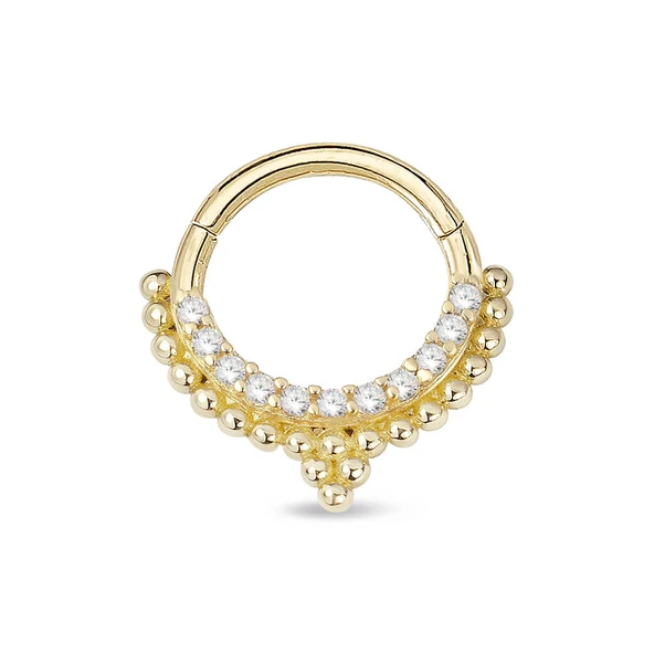 Sıra Taşlı Top Toplu Model Altın Helix Piercing