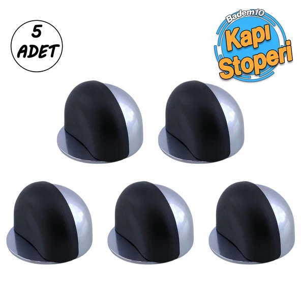 Yarımay Kapı Stoperi Tamponu 5 Adet Vidalı Metal Ağır Kapı Stopu Hızlı Durdurucu Tutucu Krom gümüş