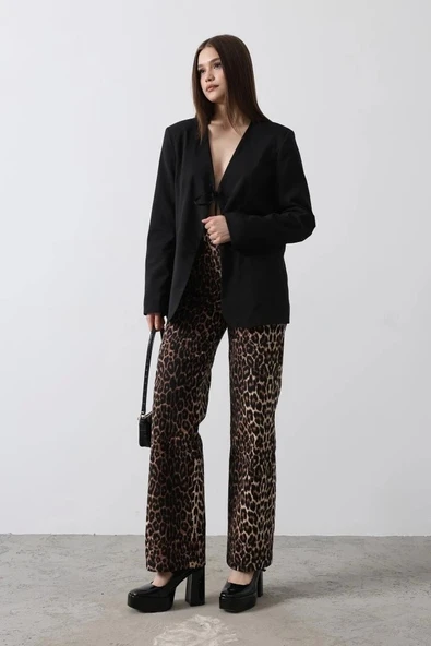 Önü Bağlamalı Blazer Ceket - Siyah - 3