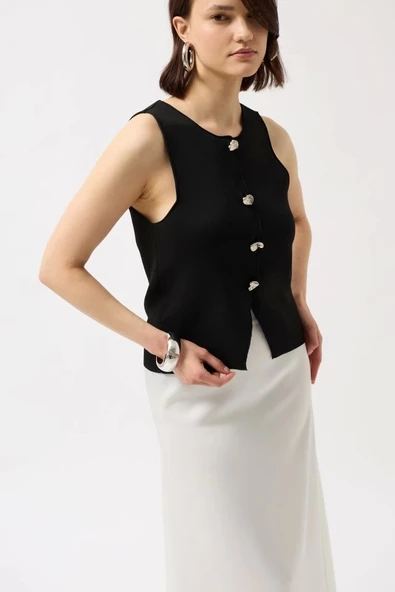 Düğmeli Dokulu Yelek - 3