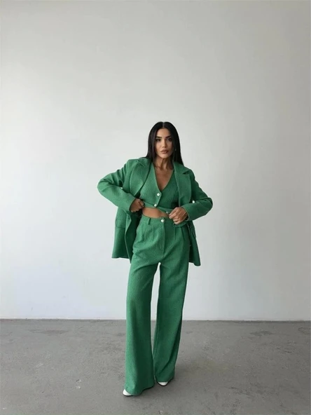 CHANEL YELEK-CEKET-PANTOLON TAKIM - Yeşil