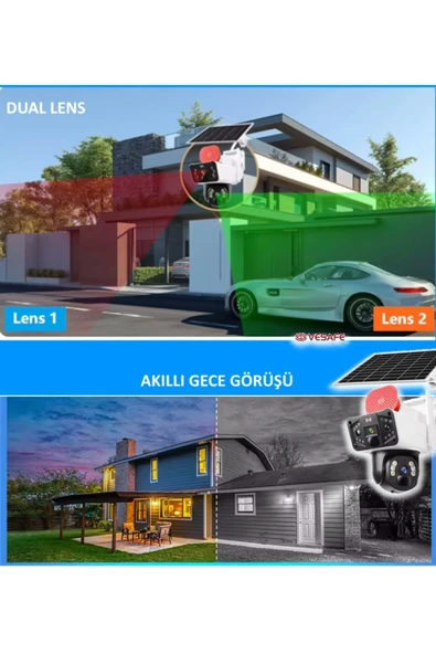 O-KAM Sim Kartla Çalışan Yeni Kasa O-kam 3915 4g 6mp Ptz Dual Lens Güneş Panelli Solar Panaromik Kamera - 3